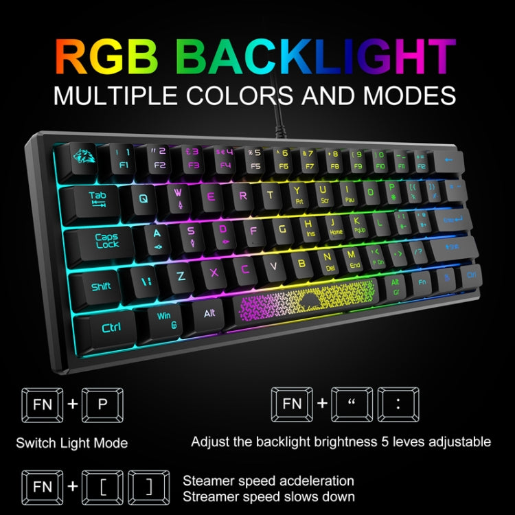 ZIYOULANG K61 62 Keys Game RGB Lighting Notebook Wired Keyboard, Cable Length: 1.5m(Blue) - Wired Keyboard by ZIYOULANG | Online Shopping South Africa | PMC TechLife | Buy Now Pay Later Mobicred