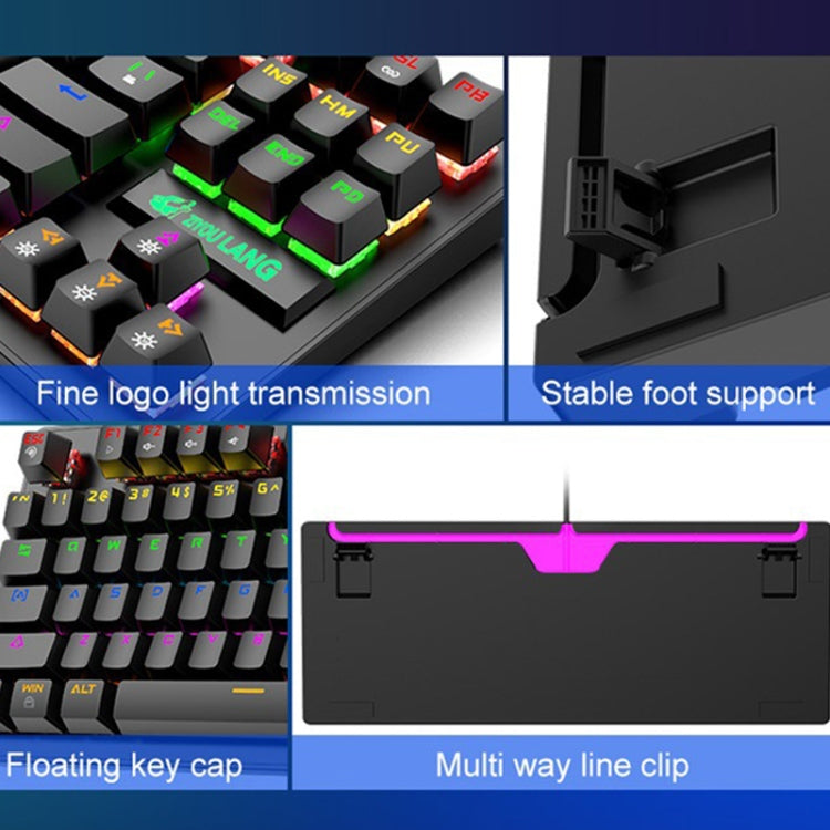 ZIYOULANG K2 87 Keys Office Laptop Punk Glowing Mechanical Wired Keyboard, Cable Length: 1.5m, Color: White - free shipping - PMC Jewellery - Order now!