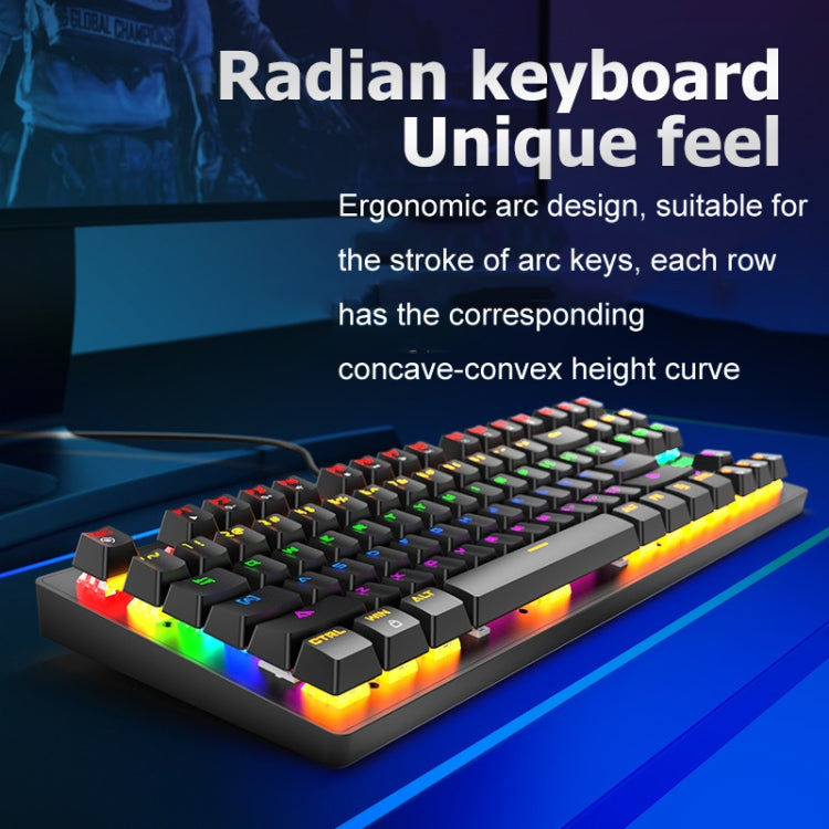 ZIYOULANG K2 87 Keys Office Laptop Punk Glowing Mechanical Wired Keyboard, Cable Length: 1.5m, Color: White - free shipping - PMC Jewellery - Order now!