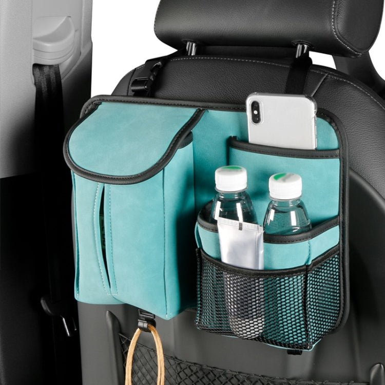 DE RAN FU Flip Fur Car Seat BackTissue Box Storage Hanging Bag With Hook(Blue) - Tissue Boxes by PMC TechLife | Online Shopping South Africa | PMC TechLife | Buy Now Pay Later Mobicred