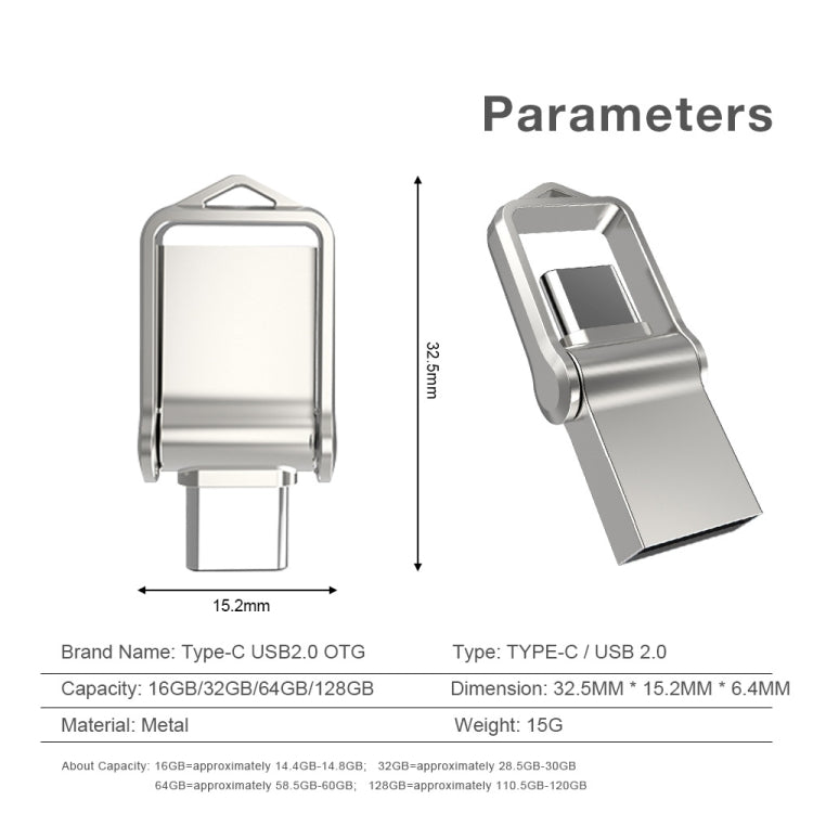 64GB USB 2.0 + Type-C/USB-C High Speed Mini Computer and Phone Dual-purpose Rotary U Disk(Silver) - USB Flash Drives by PMC TechLife | Online Shopping South Africa | PMC TechLife | Buy Now Pay Later Mobicred