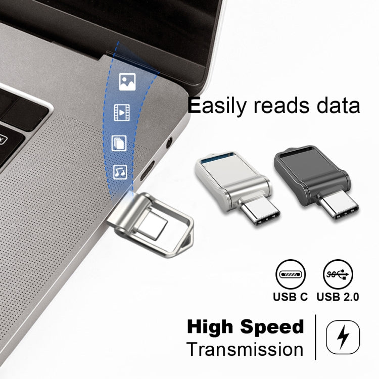 64GB USB 2.0 + Type-C/USB-C High Speed Mini Computer and Phone Dual-purpose Rotary U Disk(Silver) - USB Flash Drives by PMC TechLife | Online Shopping South Africa | PMC TechLife | Buy Now Pay Later Mobicred