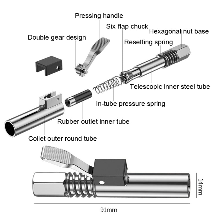 PC002 Lock Clamp Type High Pressure Grease Nozzle, Style: Butter Mouth+30cm Hose+3 Heads - Other Tools by PMC TechLife | Online Shopping South Africa | PMC TechLife | Buy Now Pay Later Mobicred