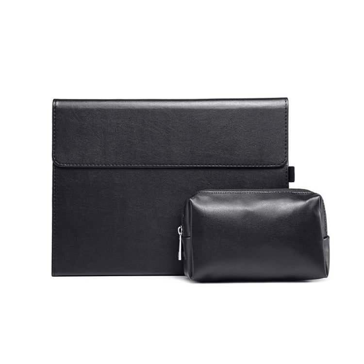 For Microsoft Surface Pro 9 Tablet Protective Case Holder(Microfiber Lambskin Texture Black Case + Power Supply Bag) - Others by PMC Jewellery | Online Shopping South Africa | PMC Jewellery | Buy Now Pay Later Mobicred