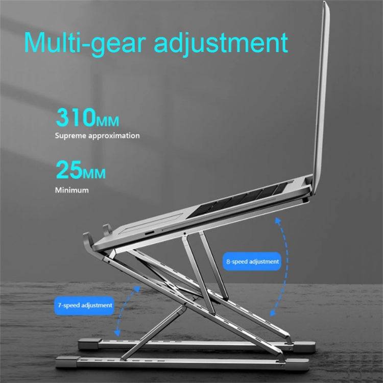 N8 Double-layer Foldable Lifting Aluminum Alloy Laptop Heat Dissipation Stand, Color: Oxidized Silver - free shipping - PMC Jewellery - Order now!