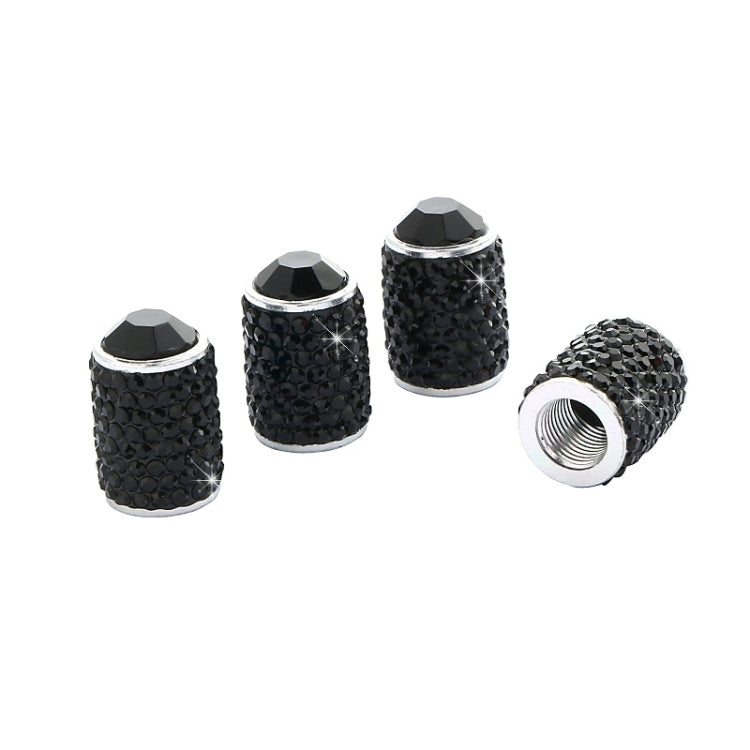Car Tyre Aluminium Full Diamond Valve Cap With Seal(Black) - Tire Valve Caps by PMC TechLife | Online Shopping South Africa | PMC TechLife | Buy Now Pay Later Mobicred