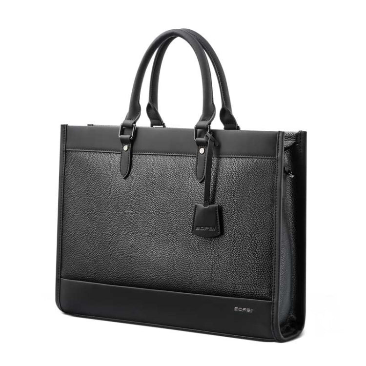 Bopai 11-98811 Leather Business Large-capacity Laptop Handbag Messenger Briefcase(Black) - free shipping - PMC Jewellery - Order now!