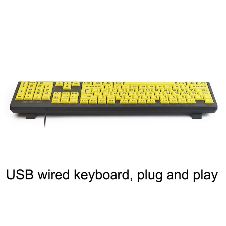 T801 104 Keys Special People Children Old Man Big Letters USB Wired Keyboard, Cable Length: 1.38m(Yellow) - free shipping - PMC TechLife - Order now!