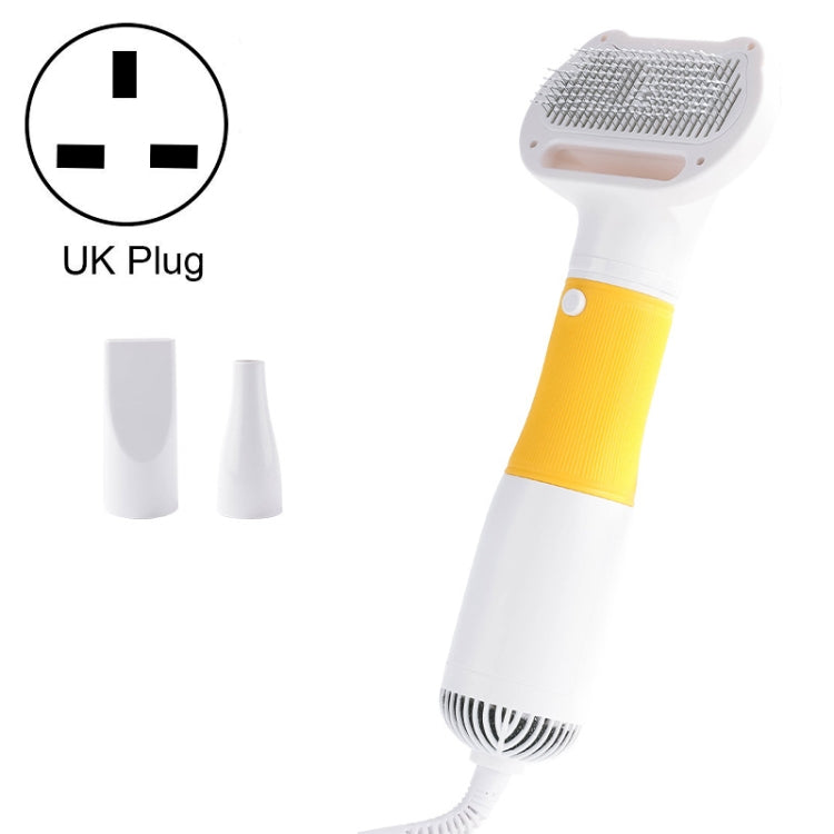 3 in 1 600W Pet Electric High Wind Hair Removal Blowing Combs, Specification: UK Plug 220-240V(Yellow) - Brushes & Combs by PMC TechLife | Online Shopping South Africa | PMC TechLife | Buy Now Pay Later Mobicred