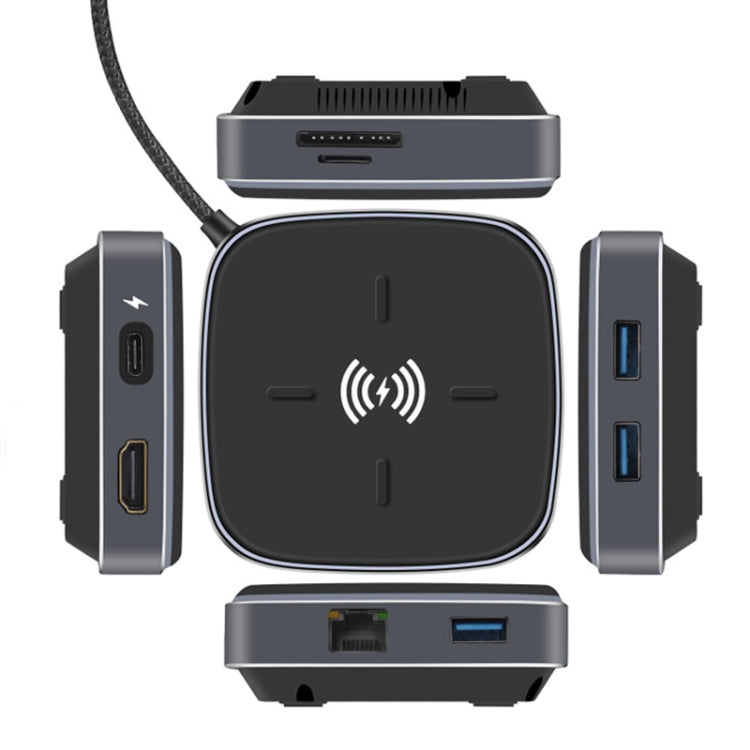 AY95 9 In 1 TYPE-C/USB-C HUB Extended Dock Wireless Fast Charging Concentrator(Black) - USB HUB by PMC Jewellery | Online Shopping South Africa | PMC Jewellery | Buy Now Pay Later Mobicred