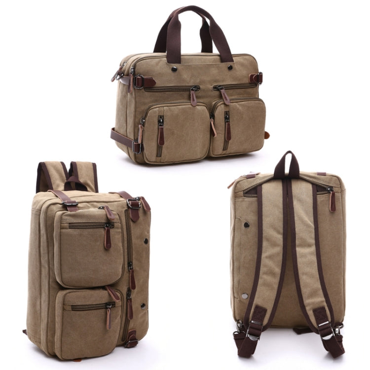 Casual Canvas Three-Purpose Business Briefcase Computer Bag, Color: Khaki Small - Handbags by PMC TechLife | Online Shopping South Africa | PMC TechLife