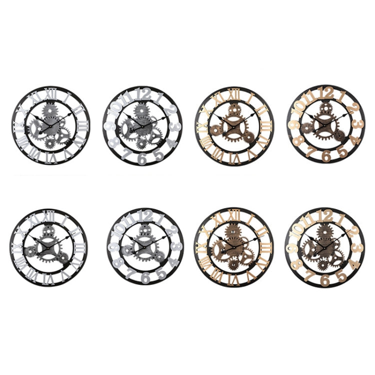 Vintage Wooden Round Gear Silent Wall Clock Rome Number  58cm 4 Gears Golden - Wall Clock by PMc TechLife | Online Shopping South Africa | PMc TechLife | Buy Now Pay Later Mobicred
