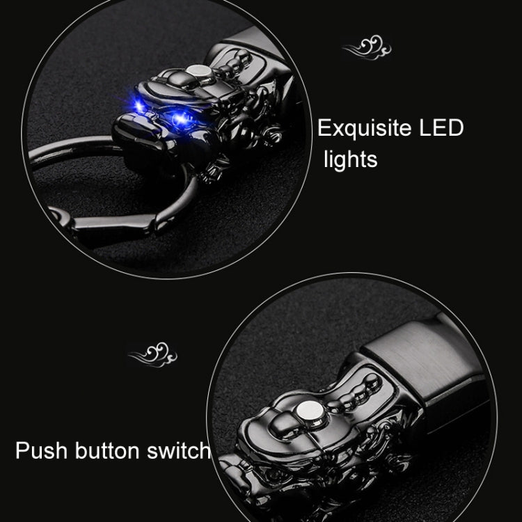 Braided Leather Rope Brave Troops Keychain With LED Light Metal Pendant(Golden+Orange Rope) - Key Rings by PMC Jewellery | Online Shopping South Africa | PMC Jewellery | Buy Now Pay Later Mobicred