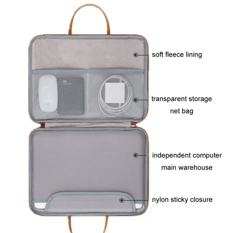 Baona Leather Fully Open Portable Waterproof Computer Bag, Size: 13/13.3 inches(Gray Black) - free shipping - PMC Jewellery - Order now!
