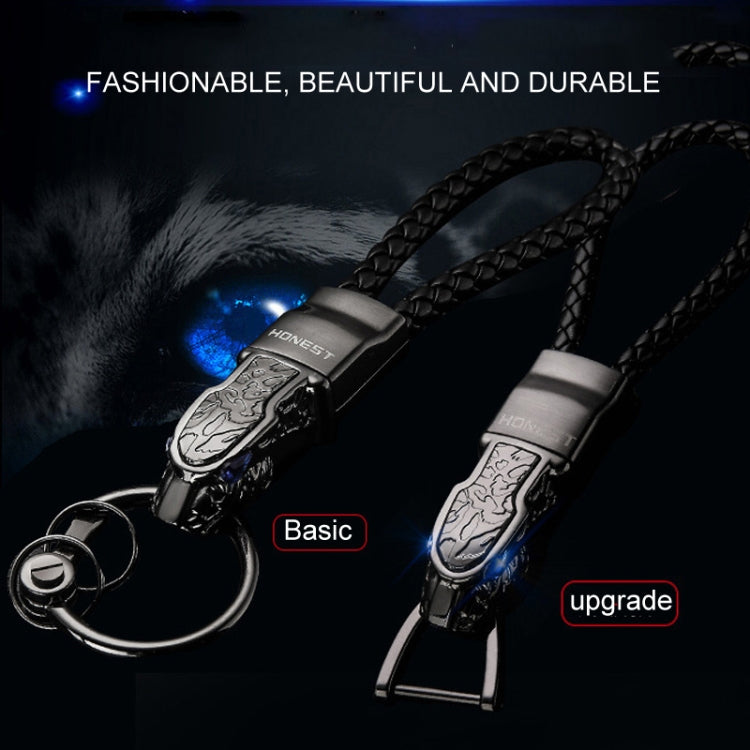 HONEST Diamond Encrusted Car Keychain Leather Cord Leopard Metal Keychain Pendant(Basic Gold) - Key Rings by HONEST | Online Shopping South Africa | PMC TechLife