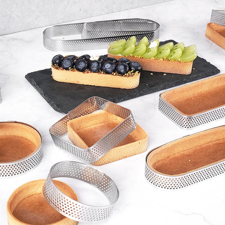 BN1006 Stainless Steel Mousse Circle Thickened Perforated Cake Mold DIY Baking Tools, Specification: Oval 4.7 inches - Food Molds by PMC TechLife | Online Shopping South Africa | PMC TechLife
