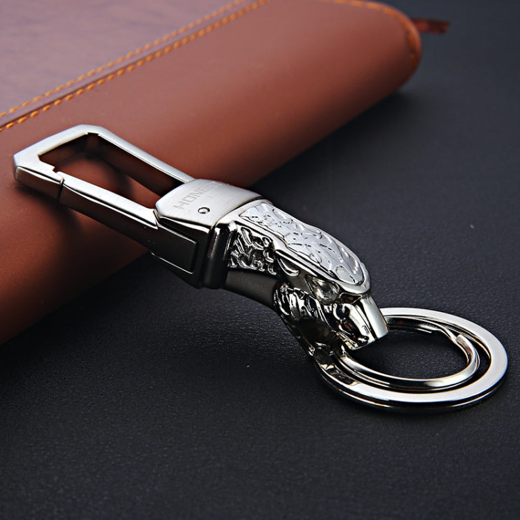 HONEST Metal Car Keychain Leopard Head Key Chain Pendant(Basic Bright Silver) - Key Rings by HONEST | Online Shopping South Africa | PMC TechLife | Buy Now Pay Later Mobicred