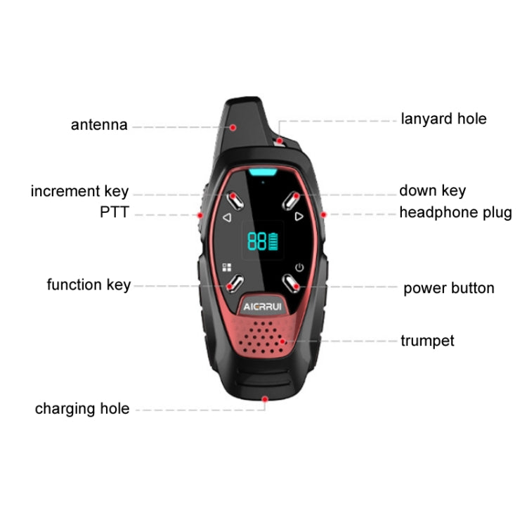 LED Display USB Charging Wireless Handheld Small Mini Walkie Talkie(Black) - Handheld Walkie Talkie by PMC TechLife | Online Shopping South Africa | PMC TechLife | Buy Now Pay Later Mobicred