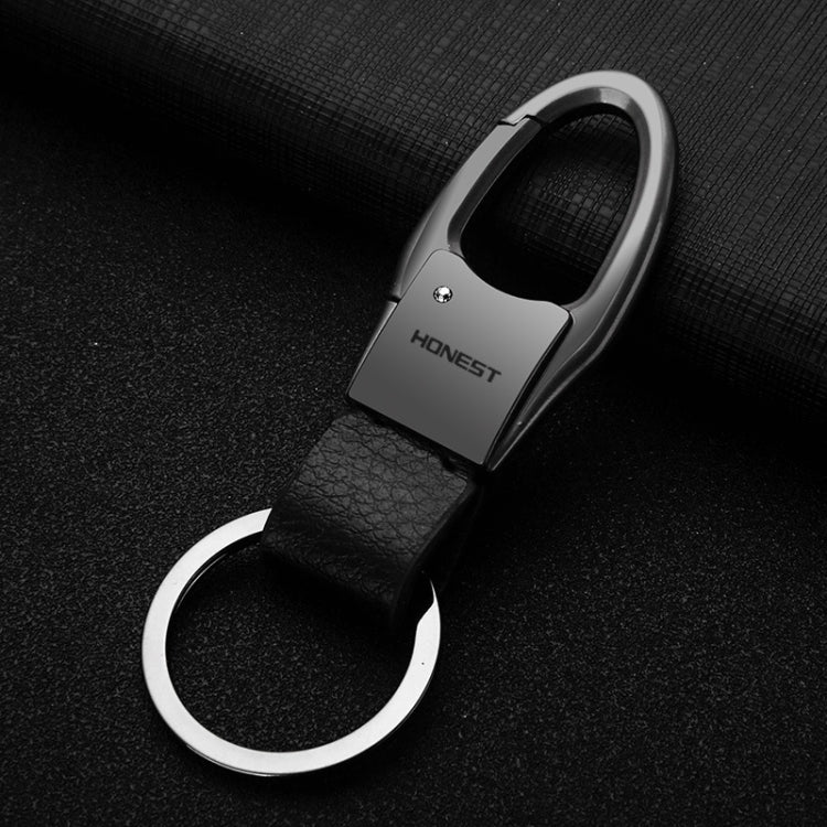 HONEST Leather Car Keychain Simple Circle Ring Pendant Keychain(Black) - free shipping - PMC TechLife - Order now!