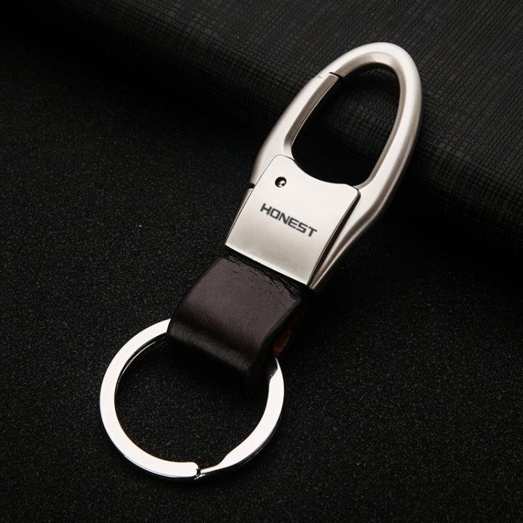 HONEST Leather Car Keychain Simple Circle Ring Pendant Keychain(Silver) - free shipping - PMC TechLife - Order now!