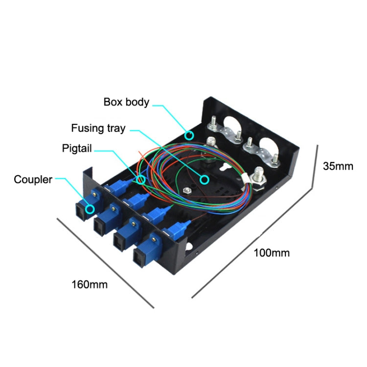 4 Ports Desktop Optical Fiber Terminal Box Founded Wall With SC Tailed Fiber Flange - Fiber Receiver by PMC TechLife | Online Shopping South Africa | PMC TechLife | Buy Now Pay Later Mobicred