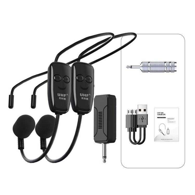 One For Two Outdoor Wireless Microphone Audio Headset Amplifier Loudspeaker(Black) - Microphone by PMC TechLife | Online Shopping South Africa | PMC TechLife | Buy Now Pay Later Mobicred