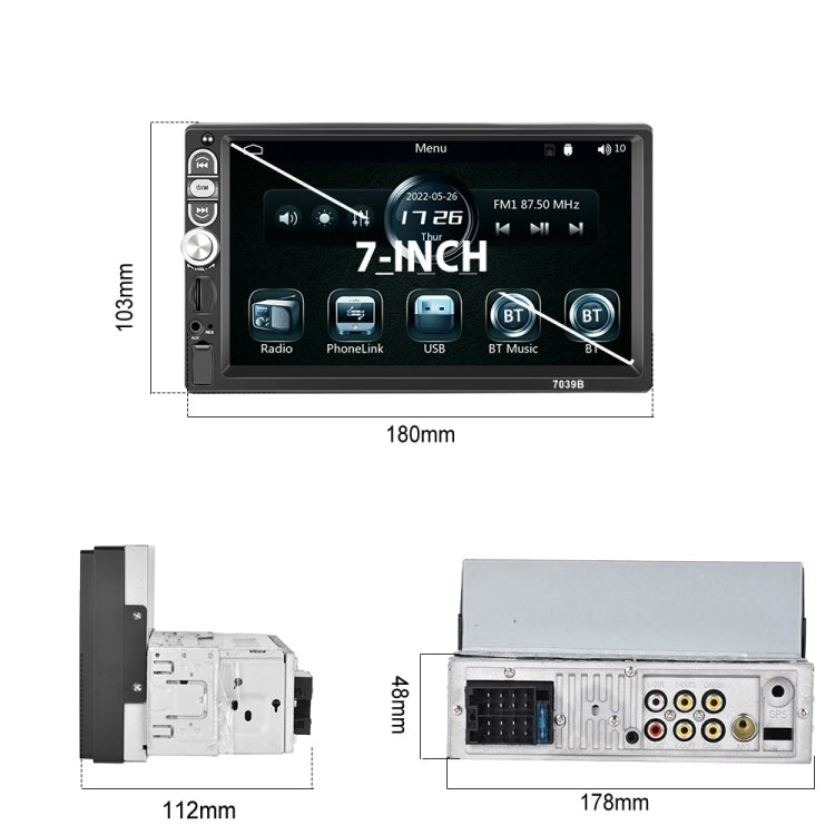 A3061 7 Inches MP5 Bluetooth Player Universal Wired CarPlay Reversing Image Integrated, Style: Standard+4 Lights Camera - Car MP3 & MP4 & MP5 by PMC TechLife | Online Shopping South Africa | PMC TechLife | Buy Now Pay Later Mobicred