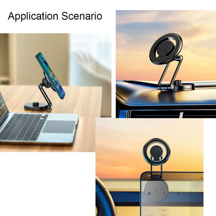 D27 Car Magnetic Telescopic Folding Navigation Mobile Phone Holder(Silver) - Car Holders by PMC TechLife | Online Shopping South Africa | PMC TechLife | Buy Now Pay Later Mobicred