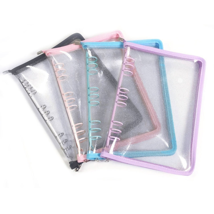 B5 9 Rings Loose-leaf Journal Clear PVC Cover Zipper Planner Notebook Without Inner Pages(Sky Blue) - free shipping - PMc TechLife - Order now!