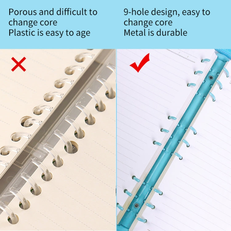B5 9 Rings Loose-leaf Journal Clear PVC Cover Zipper Planner Notebook Without Inner Pages(Sky Blue) - free shipping - PMc TechLife - Order now!