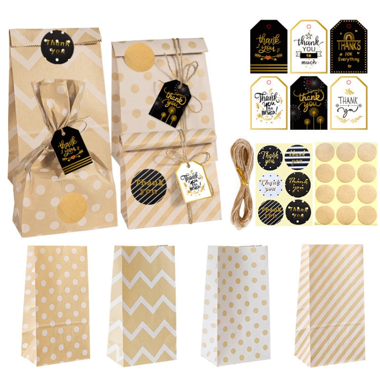 24 In 1 Point Striped Cowhide Paper Bag Retro Thanks Gift Bag Party Bakery Biscuits Candy Bag(Style 2) - Gift Bags & Wrapping Supplies by PMC TechLife | Online Shopping South Africa | PMC TechLife