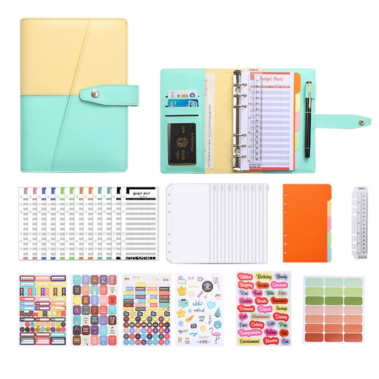 A6 YMX-012 PU Leather Budget Binder Notebook Macaron Color Matching Handbook(Yellow+Light Green) - Notebooks by PMc TechLife | Online Shopping South Africa | PMc TechLife | Buy Now Pay Later Mobicred