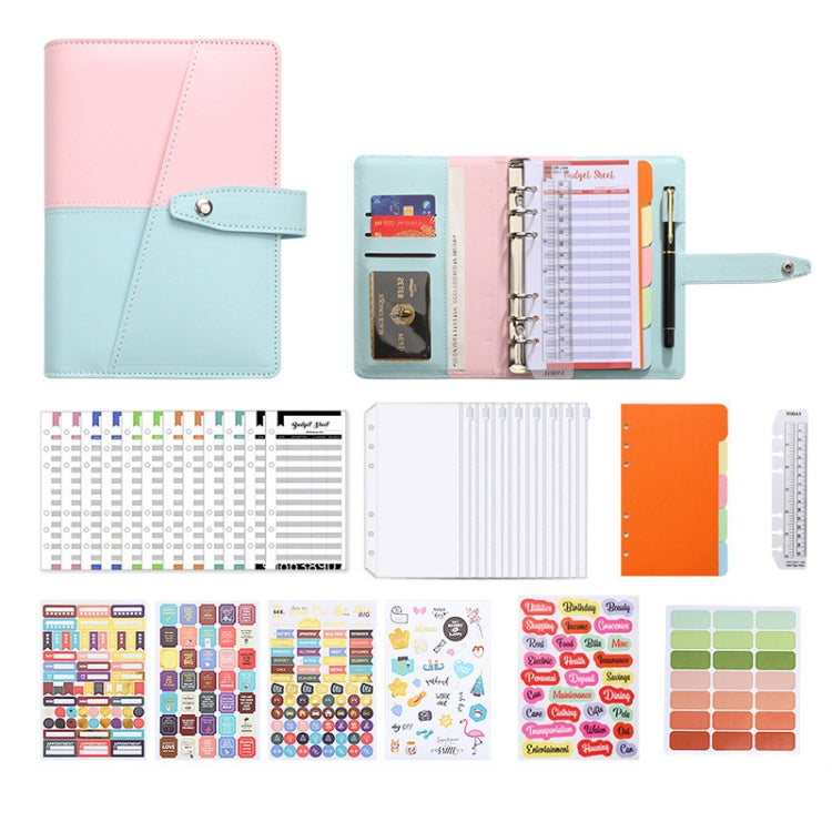 A6 YMX-012 PU Leather Budget Binder Notebook Macaron Color Matching Handbook(Pink+Blue) - Notebooks by PMc TechLife | Online Shopping South Africa | PMc TechLife | Buy Now Pay Later Mobicred