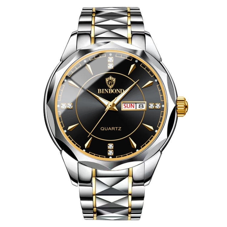 BINBOND B5552 Luminous Multifunctional Business Calendar Quartz Watch(Inter-gold-Black) - free shipping - PMC TechLife - Order now!