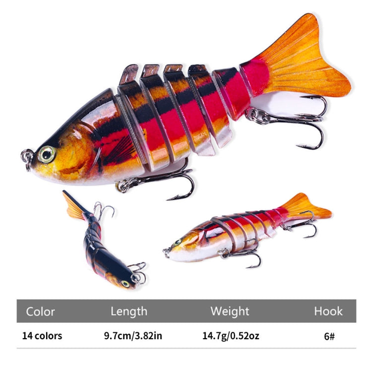 HENGJIA JM062 7 Section Fish Fake Lures VIB Minnow Fishing Lures, Size: 10cm 15g(8) - free shipping - PMC TechLife - Order now!