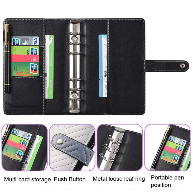 A6 PU Macaron Gradient Color Loose-leaf Notepad Notebook Budget Book(Black) - Notebooks by PMC TechLife | Online Shopping South Africa | PMC TechLife | Buy Now Pay Later Mobicred