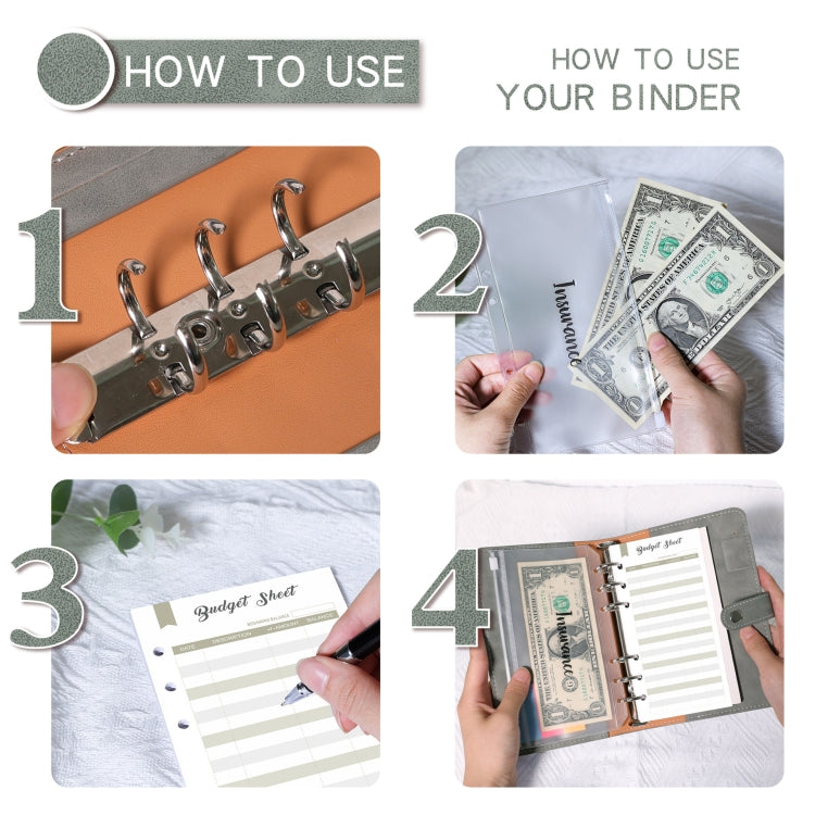 H666 A6 Loose-leaf Binder Cash Budget Handbook Vintage PU Leather Notebook with Window(Retro Green) - Notebooks by PMc TechLife | Online Shopping South Africa | PMc TechLife | Buy Now Pay Later Mobicred