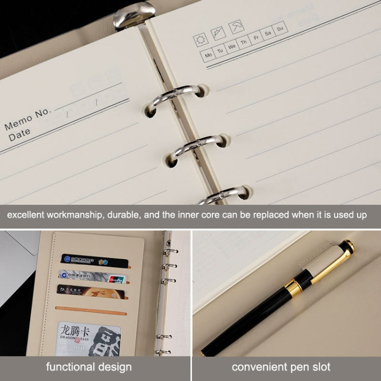 6 Hole Three Fold Loose-leaf Case A5 Business Notebook Office Stationery Notepad(Grey) - Notebooks by PMc TechLife | Online Shopping South Africa | PMc TechLife | Buy Now Pay Later Mobicred