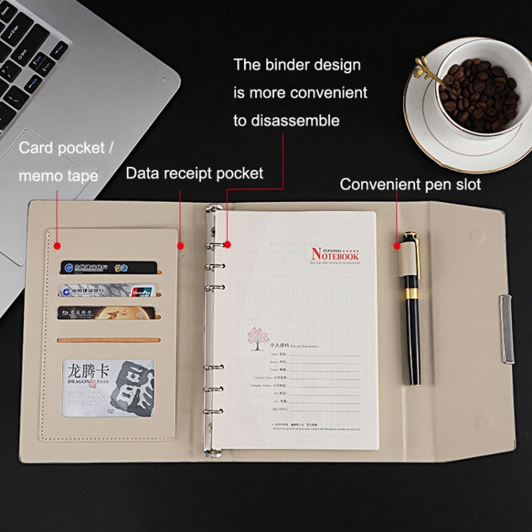 6 Hole Three Fold Loose-leaf Case A5 Business Notebook Office Stationery Notepad(Blue) - free shipping - PMc TechLife - Order now!