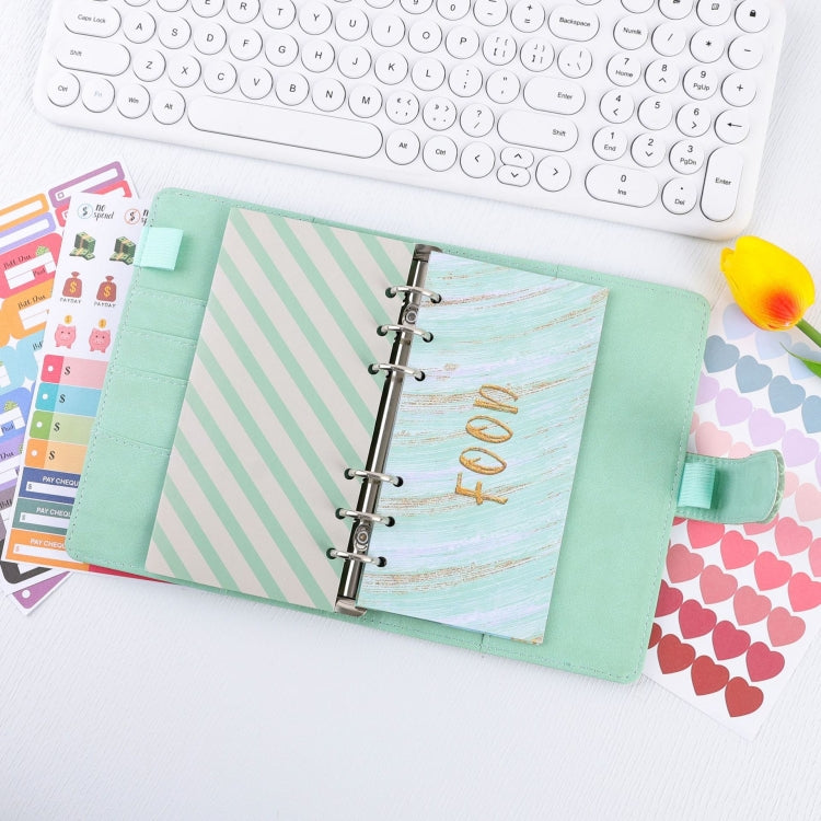 A6 Crocodile Pattern PU Leather Loose-Leaf Binder Budget Notebook Cash Envelope Organizer(Bean Green) - Notebooks by PMc TechLife | Online Shopping South Africa | PMc TechLife | Buy Now Pay Later Mobicred