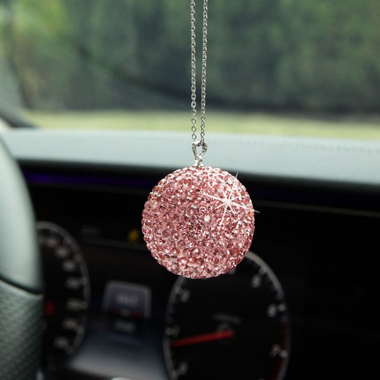 Car Diamond Crystal Ball Rearview Mirror Decoration Pendant(Pink) - free shipping - PMC TechLife - Order now!