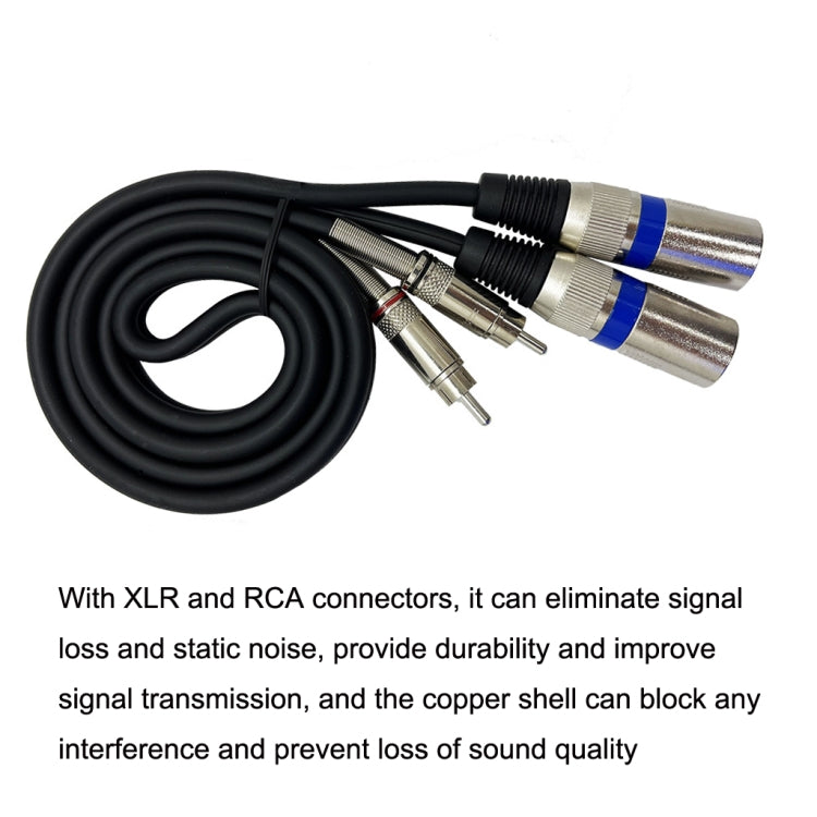 2RCA Male 2XLR Caron Male Speaker Audio Balance Cable, Length: 3m - Microphone Audio Cable & Connector by PMC TechLife | Online Shopping South Africa | PMC TechLife | Buy Now Pay Later Mobicred