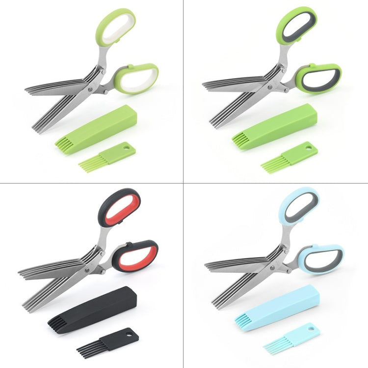 Five-Layer Vegetable Scissors Office Shredding Stainless Steel Scissors(Green Gray) - Cutter & Peeler by PMC TechLife | Online Shopping South Africa | PMC TechLife