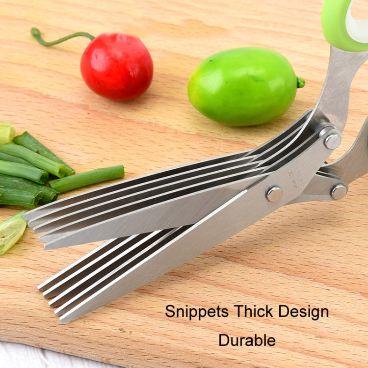 Five-Layer Vegetable Scissors Office Shredding Stainless Steel Scissors(Green Gray) - Cutter & Peeler by PMC TechLife | Online Shopping South Africa | PMC TechLife