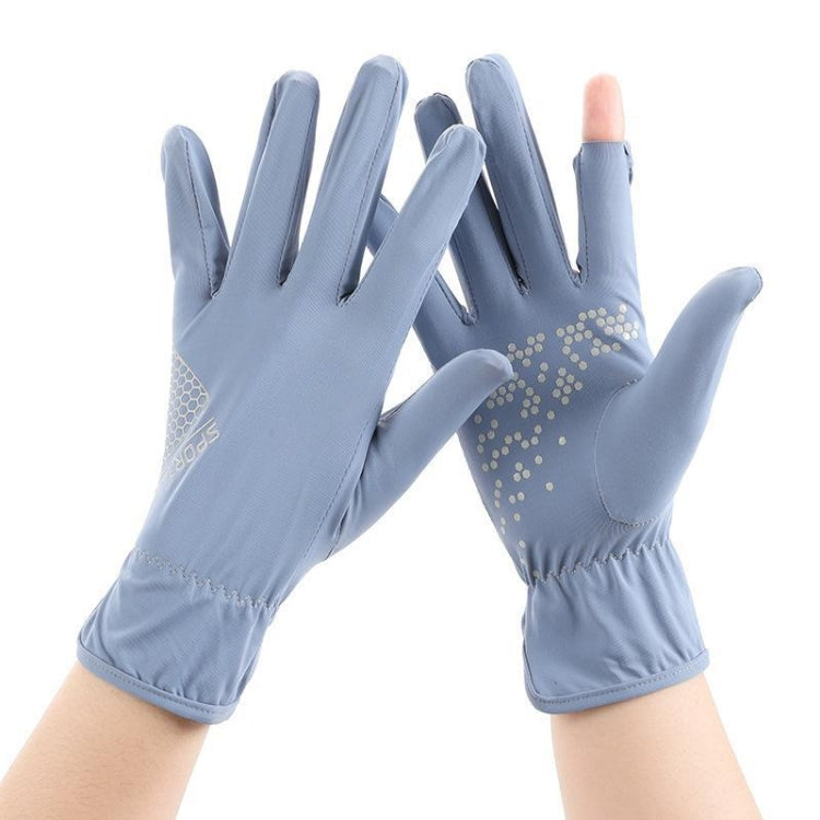 1pair Driving Sunscreen Anti-ultraviolet Thin Summer Ice Silk Dew Finger Non-slip Riding Gloves Free Size(Gray Blue) - free shipping - PMC TechLife - Order now!