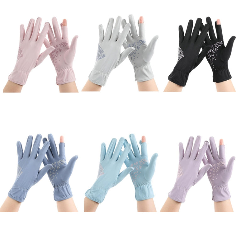 1pair Driving Sunscreen Anti-ultraviolet Thin Summer Ice Silk Dew Finger Non-slip Riding Gloves Free Size(Cloud Black) - Safety Gloves by PMC TechLife | Online Shopping South Africa | PMC TechLife | Buy Now Pay Later Mobicred