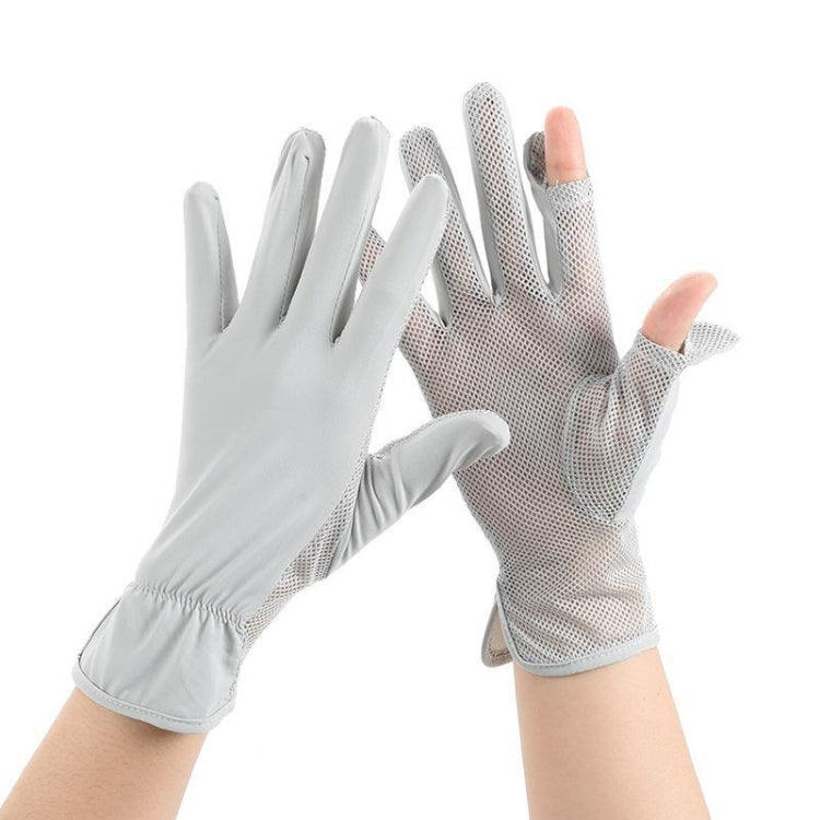1pair Summer Sunscreen Breathable Thin Anti-ultraviolet Finger Fishing Ice Silk Gloves Free Size(Smoke Gray) - free shipping - PMC TechLife - Order now!