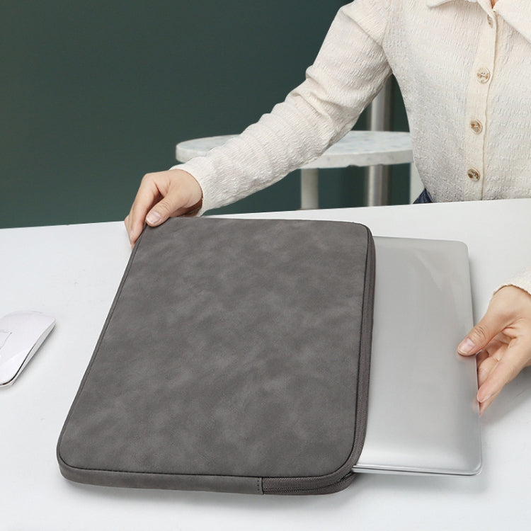ND12 Lambskin Laptop Lightweight Waterproof Sleeve Bag, Size: 14.1-15.4 inches(Gray with Bag) - 14.1 inch by PMC Jewellery | Online Shopping South Africa | PMC Jewellery | Buy Now Pay Later Mobicred