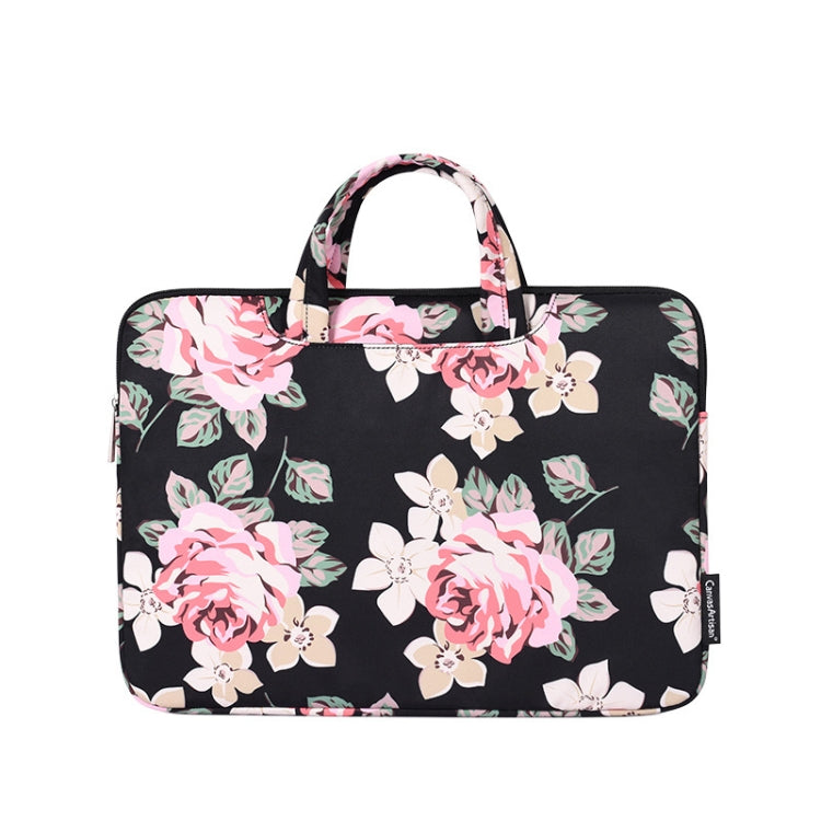 H40-B01 White Rose Pattern Laptop Case Bag Computer Liner Bag With Handle, Size: 14 Inch(Black) - free shipping - PMC Jewellery - Order now!