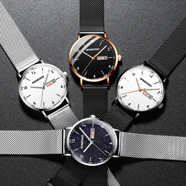 BINBOND B3820 30M Waterproof Ultra-thin Quartz Luminous Starry Watch, Color: Black Net-Black-Starry - free shipping - PMC TechLife - Order now!